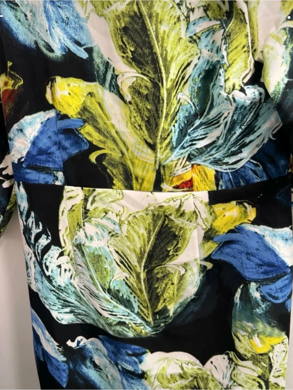Black Floral Brushstroke Sheath Dress in Blue & Green